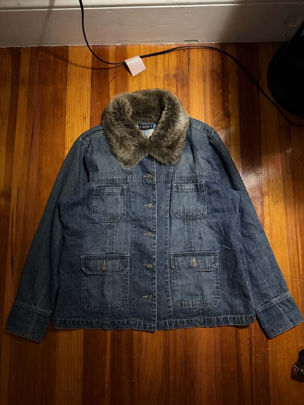 Bill Blass Jeanswear Faux Fur Collar Denim Jacket
